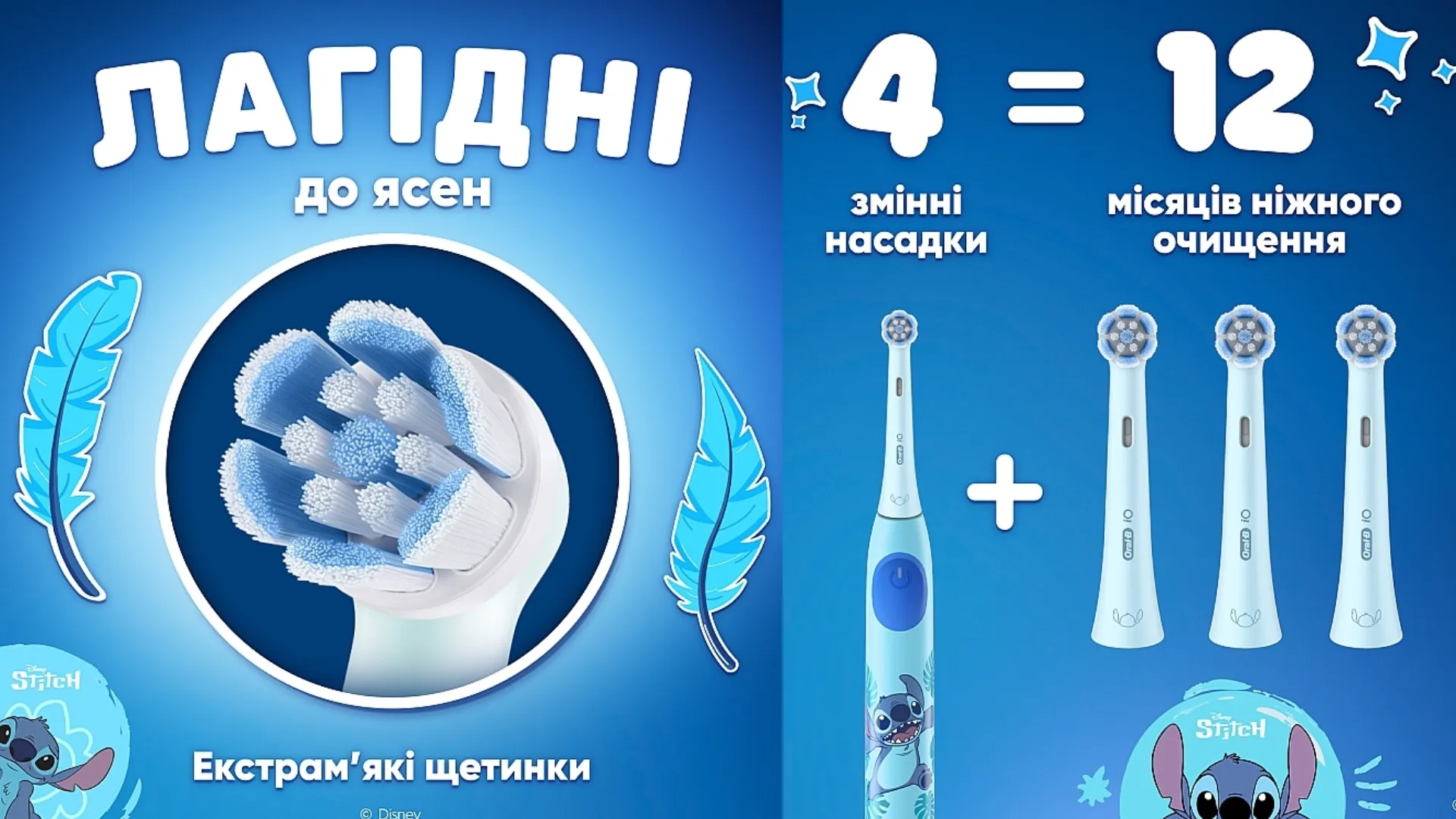 Насадка для зубної щітки Braun Oral-B Kids Stitch (Blue)