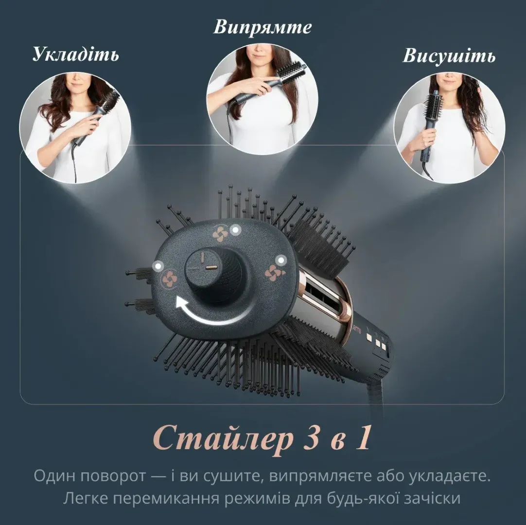 Фен-щітка Rowenta Air Brush 3D (Dark Blue/Gold) — фото 4