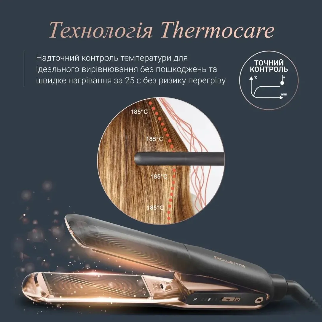 Випрямляч Rowenta Thermocare Ultimate Experience (Black/Gold) (SF8120F0) — фото 6
